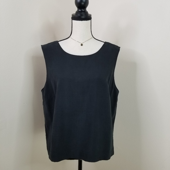 Tommy Bahama Tops - Vintage 90s Tommy Bahama Shirt XL Black Woven Silk Sleeveless Tank Top